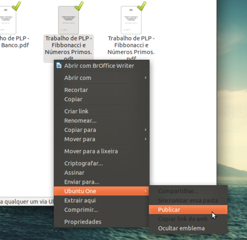 Publicar arquivos no Ubuntu One